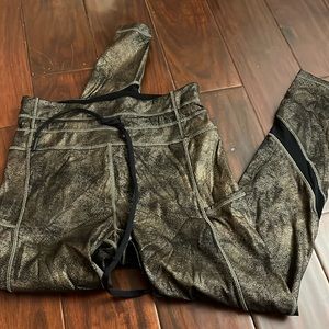 Zyia distressed copper drawstring luxe 7/8 legging size 4